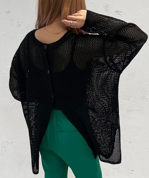 apres jour mignon（アプレジュールミニョン）の「メッシュ2WAYカーディガン【ZOZOTOWN限定アイテム】（カーディガン/ボレロ・レディース・ブラック/ピンク/オレンジ/ブルー/グリーン/アイボリー・X-LARGE/フリー）」の7枚目の写真