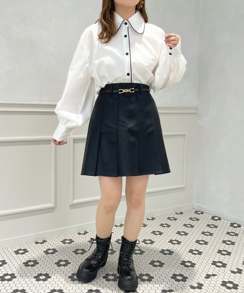 apres jour(アプレジュール)の「フェイクレザータックスカパン【ZOZOTOWN限定アイテム】(スカート・レディース・ダークブラウン/ブラック・X-LARGE/フリー)」の9枚目の写真