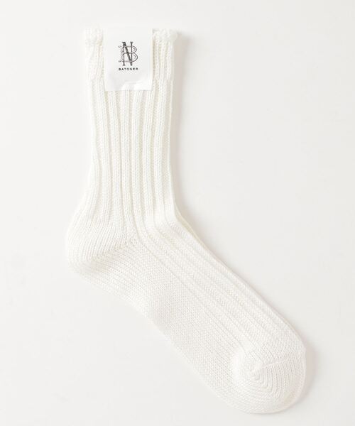 BATONER（バトナー）の「LOW GAUGE LINEN RIB SOX（ソックス/靴下・メンズ・ホワイト/ブラック・FREE）」の2枚目の写真