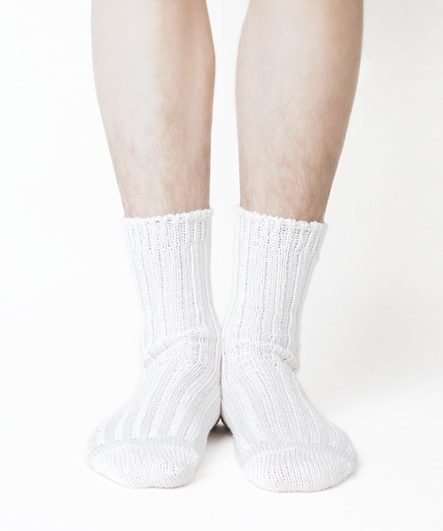 BATONER（バトナー）の「LOW GAUGE LINEN RIB SOX（ソックス/靴下・メンズ・ホワイト/ブラック・FREE）」の6枚目の写真