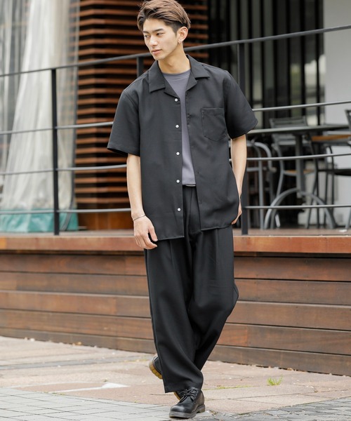 Beno（ビーノ）の「ポリトロ タックワイドテーパードパンツ（スラックス・メンズ・グレイッシュブルー/アイボリー/ダークグリーン/オフホワイト/ブラック/ライトグレー・M/L）」の16枚目の写真