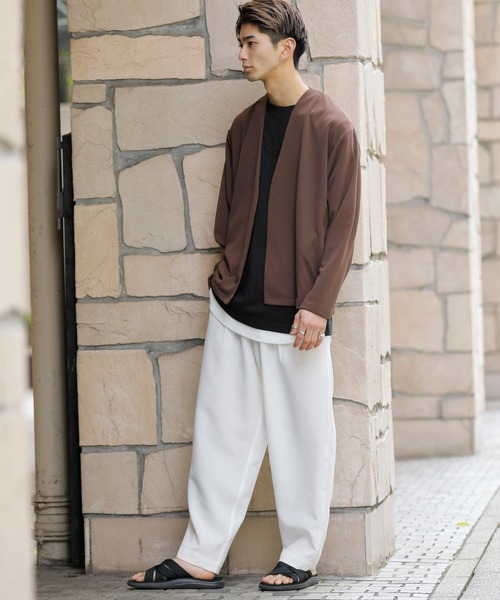 Beno（ビーノ）の「ポリトロ タックワイドテーパードパンツ（スラックス・メンズ・グレイッシュブルー/アイボリー/ダークグリーン/オフホワイト/ブラック/ライトグレー・M/L）」の18枚目の写真