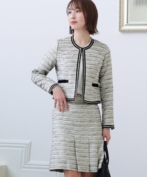 PourVous（プールヴー）の「プリーツノーカラージャケットセレモニースーツ入学式＆ツイードラメセットアップフォーマル 七五三 ママ 入園式 卒園式 母親 40代 30代 卒業式 母 服（スーツセット）」