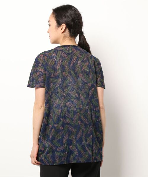 HAVE A NICE TRIP（ハヴァナイストリップ）の「強撚ジャガードフライングフェザー柄チュニック（Tシャツ/カットソー・レディース・ネイビー/ブラック・XL/L/M/XXL）」の3枚目の写真