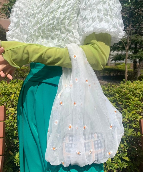 lala Born（ララボーン）の「マーガレットチュールバッグ（ハンドバッグ・レディース・ライトブルー/アイボリー・FREE）」の2枚目の写真