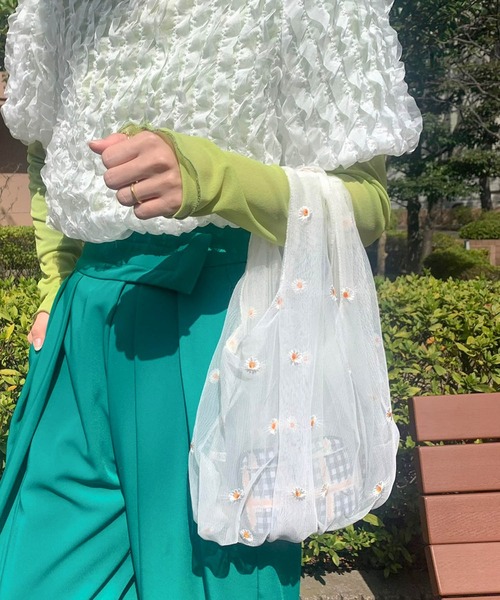 lala Born（ララボーン）の「マーガレットチュールバッグ（ハンドバッグ・レディース・ライトブルー/アイボリー・FREE）」の8枚目の写真