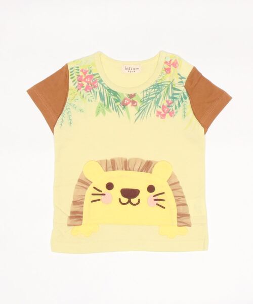 kids zoo(キッズズー)の「天竺柄込みTシャツ(Tシャツ/カットソー・キッズ・ホワイト/ブラウン/グリーン・90/80)」の3枚目の写真