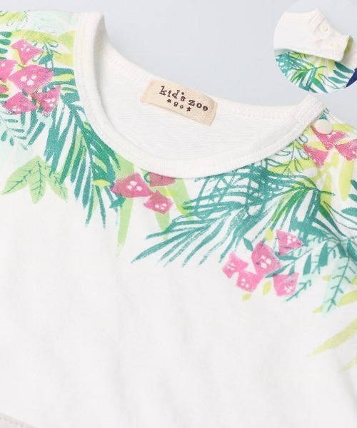 kids zoo(キッズズー)の「天竺柄込みTシャツ(Tシャツ/カットソー・キッズ・ホワイト/ブラウン/グリーン・90/80)」の5枚目の写真