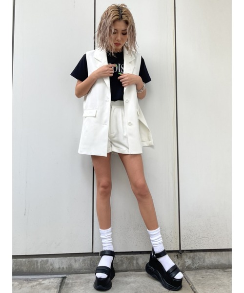 EGOIST(エゴイスト)の「アウト2タックショートパンツ(その他パンツ・レディース・ブラック/ホワイト・M/S)」の7枚目の写真