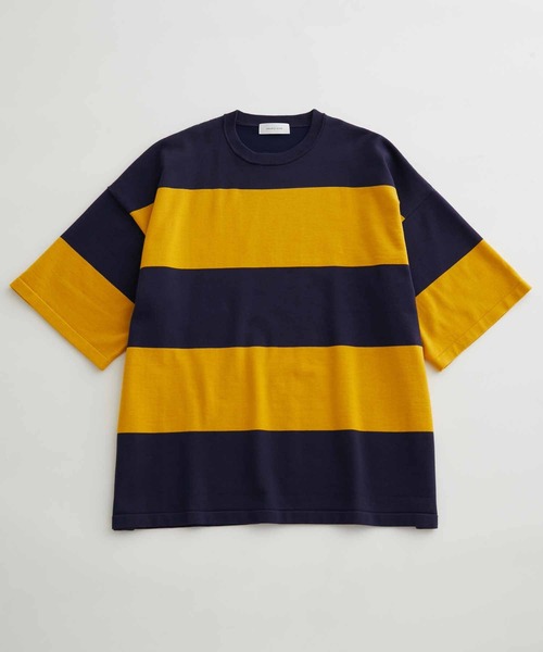 ADAM ET ROPE'（アダムエロペ）の「【WEB限定】ビッグボーダー ハーフスリーブ ルーズニット Tシャツ（Tシャツ/カットソー・メンズ・ブラック/ネイビー/ピンク・M/L）」の21枚目の写真