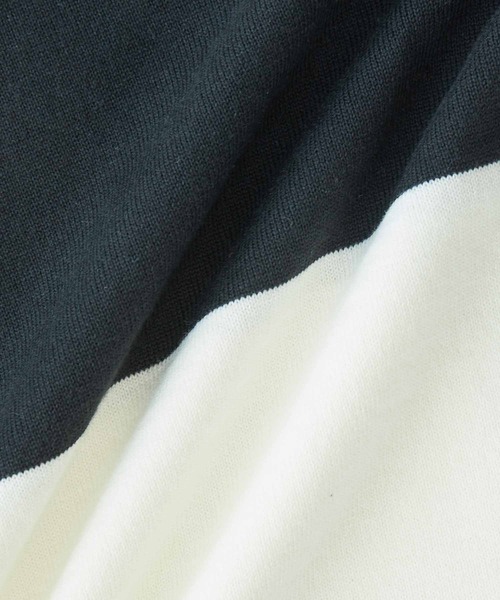ADAM ET ROPE'（アダムエロペ）の「【WEB限定】ビッグボーダー ハーフスリーブ ルーズニット Tシャツ（Tシャツ/カットソー・メンズ・ブラック/ネイビー/ピンク・M/L）」の12枚目の写真