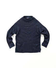 45R | スーピマ超ガーゼケーブルストレッチの908馬セーター（インディゴ）(Tシャツ/カットソー)