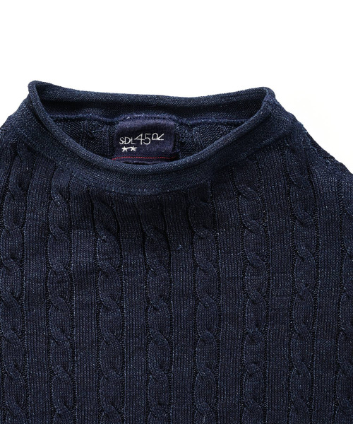 45R(フォーティファイブアール)の「スーピマ超ガーゼケーブルストレッチの908馬セーター(インディゴ)(Tシャツ/カットソー・レディース・インディゴブルー・SMALL)」の15枚目の写真