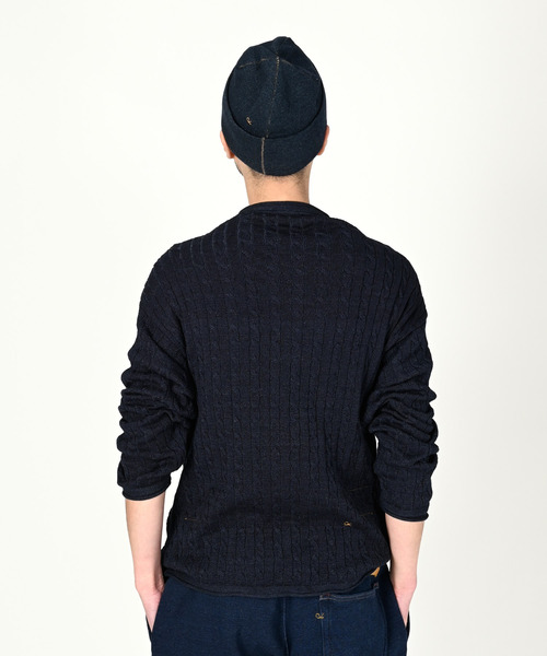 45R(フォーティファイブアール)の「スーピマ超ガーゼケーブルストレッチの908馬セーター(インディゴ)(Tシャツ/カットソー・レディース・インディゴブルー・SMALL)」の6枚目の写真