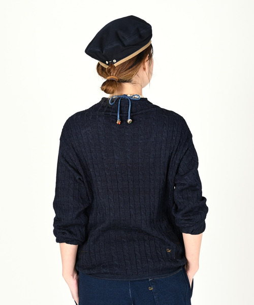 45R(フォーティファイブアール)の「スーピマ超ガーゼケーブルストレッチの908馬セーター(インディゴ)(Tシャツ/カットソー・レディース・インディゴブルー・SMALL)」の2枚目の写真