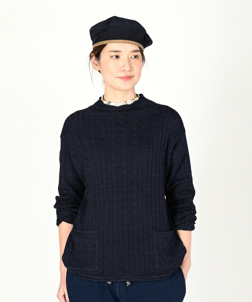 45R(フォーティファイブアール)の「スーピマ超ガーゼケーブルストレッチの908馬セーター(インディゴ)(Tシャツ/カットソー・レディース・インディゴブルー・SMALL)」の14枚目の写真