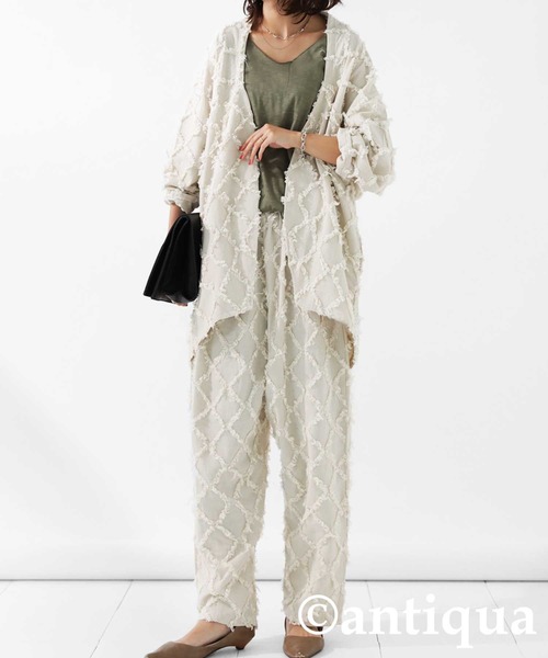 antiqua（アンティカ）の「綿麻フリンジジャケット（テーラードジャケット・レディース・ブラック/ベージュ・FREE）」の16枚目の写真