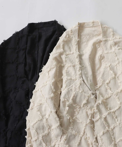 antiqua（アンティカ）の「綿麻フリンジジャケット（テーラードジャケット・レディース・ブラック/ベージュ・FREE）」の17枚目の写真