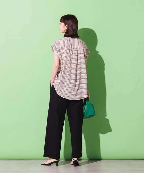 hunch（ハンチ）の「小紋柄プリントフレンチスリーブブラウス（シャツ 