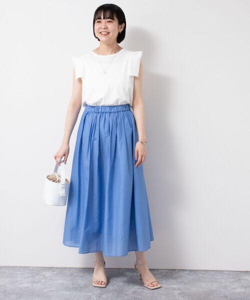 NOLLEY’S Sophi(ノーリーズソフィ)の「ショルダー切替プチスリーブTシャツ(Tシャツ/カットソー・レディース・チャコールグレー/ブラック/ピンク/グリーン/オフホワイト・38)」の9枚目の写真