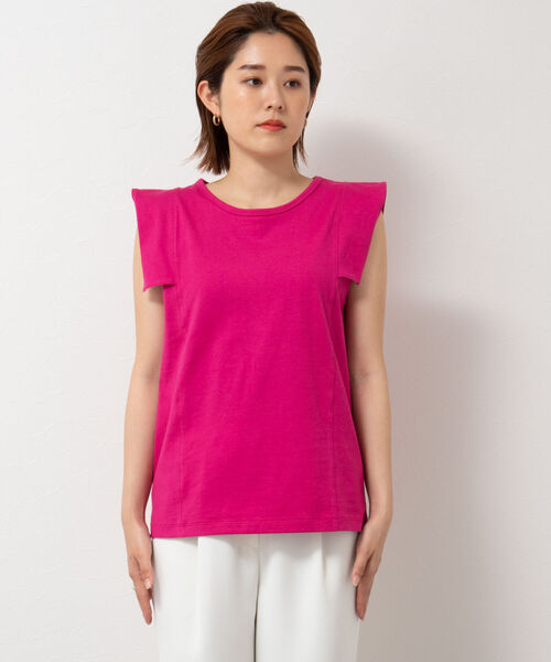 NOLLEY’S Sophi(ノーリーズソフィ)の「ショルダー切替プチスリーブTシャツ(Tシャツ/カットソー・レディース・チャコールグレー/ブラック/ピンク/グリーン/オフホワイト・38)」の13枚目の写真