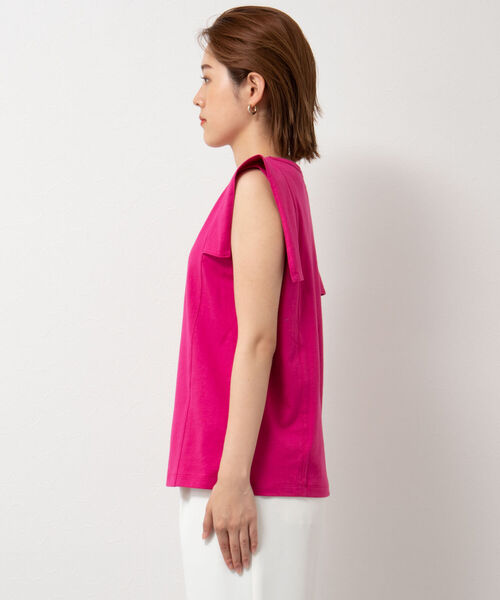 NOLLEY’S Sophi(ノーリーズソフィ)の「ショルダー切替プチスリーブTシャツ(Tシャツ/カットソー・レディース・チャコールグレー/ブラック/ピンク/グリーン/オフホワイト・38)」の14枚目の写真