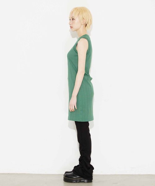 X-girl（エックスガール）の「DEFORMED RIB TANK DRESS/リブタンク ワンピース（ワンピース・レディース・ブラウン/チャコール/ライトグリーン・M/S）」の15枚目の写真