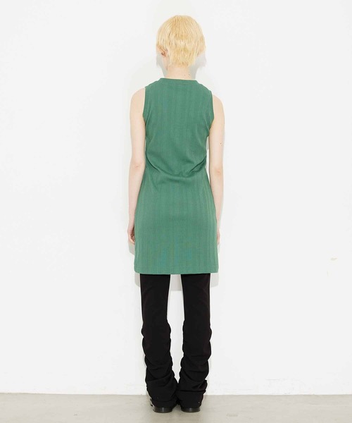 X-girl（エックスガール）の「DEFORMED RIB TANK DRESS/リブタンク ワンピース（ワンピース・レディース・ブラウン/チャコール/ライトグリーン・M/S）」の6枚目の写真