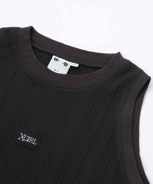 X-girl（エックスガール）の「DEFORMED RIB TANK DRESS/リブタンク ワンピース（ワンピース・レディース・ブラウン/チャコール/ライトグリーン・M/S）」の4枚目の写真