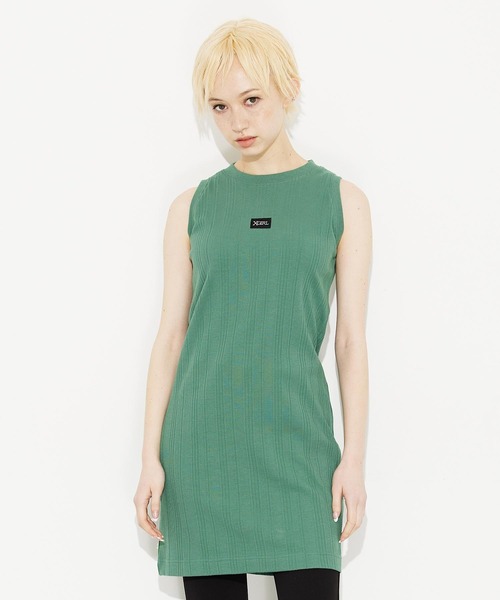 X-girl（エックスガール）の「DEFORMED RIB TANK DRESS/リブタンク ワンピース（ワンピース・レディース・ブラウン/チャコール/ライトグリーン・M/S）」の7枚目の写真