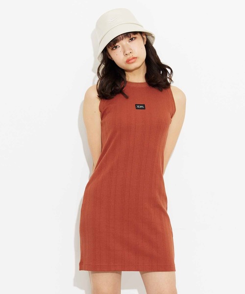 X-girl（エックスガール）の「DEFORMED RIB TANK DRESS/リブタンク ワンピース（ワンピース・レディース・ブラウン/チャコール/ライトグリーン・M/S）」の14枚目の写真