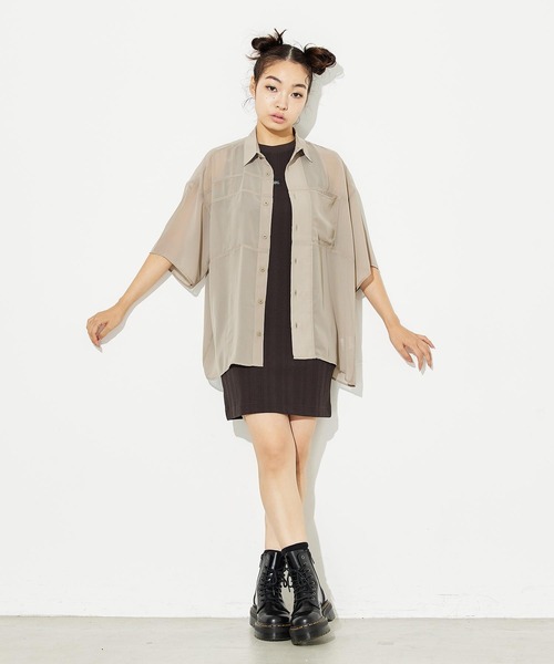 X-girl（エックスガール）の「DEFORMED RIB TANK DRESS/リブタンク ワンピース（ワンピース・レディース・ブラウン/チャコール/ライトグリーン・M/S）」の21枚目の写真