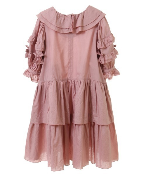 ピンクハウス　チュニック　茶　フリル little sunny bite×PINK HOUSE cambrick frill blouse