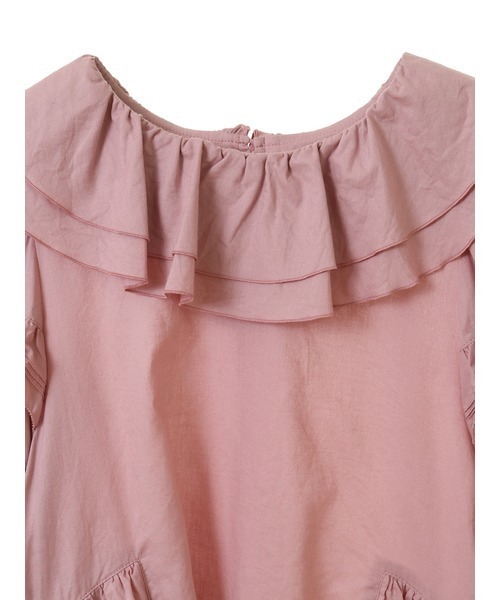 ピンクハウス　チュニック　茶　フリル little sunny bite×PINK HOUSE cambrick frill blouse