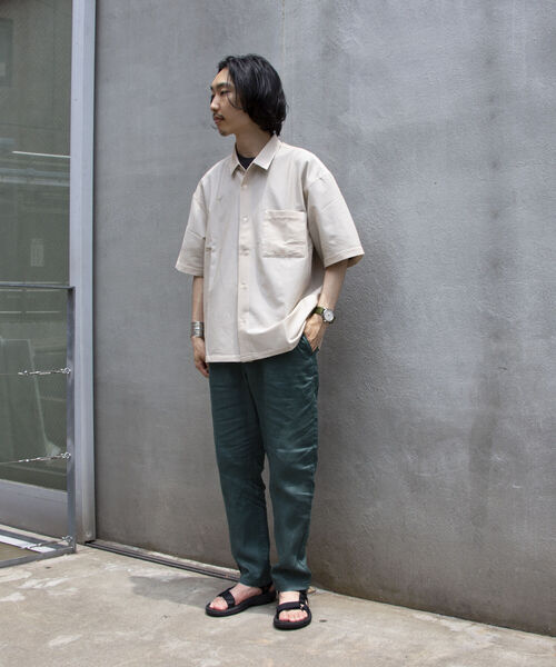 GLOSTER（グロスター）の「【GLOSTER/グロスター】レギュラーカラー シアサッカーオーバーシャツ（シャツ/ブラウス・メンズ・ホワイト系その他4/ブルー系その他7/ベージュ系その他3・L/M）」の4枚目の写真