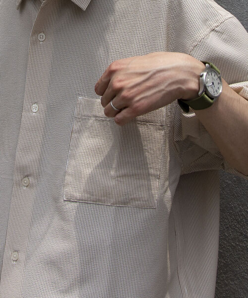 GLOSTER（グロスター）の「【GLOSTER/グロスター】レギュラーカラー シアサッカーオーバーシャツ（シャツ/ブラウス・メンズ・ホワイト系その他4/ブルー系その他7/ベージュ系その他3・L/M）」の9枚目の写真