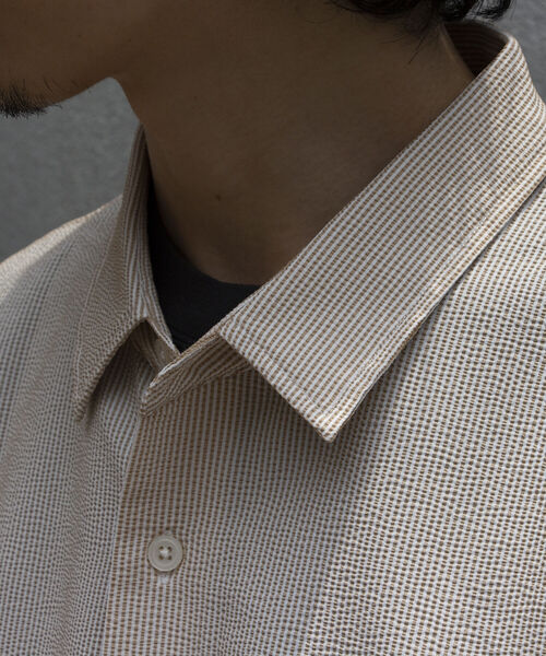 GLOSTER（グロスター）の「【GLOSTER/グロスター】レギュラーカラー シアサッカーオーバーシャツ（シャツ/ブラウス・メンズ・ホワイト系その他4/ブルー系その他7/ベージュ系その他3・L/M）」の11枚目の写真