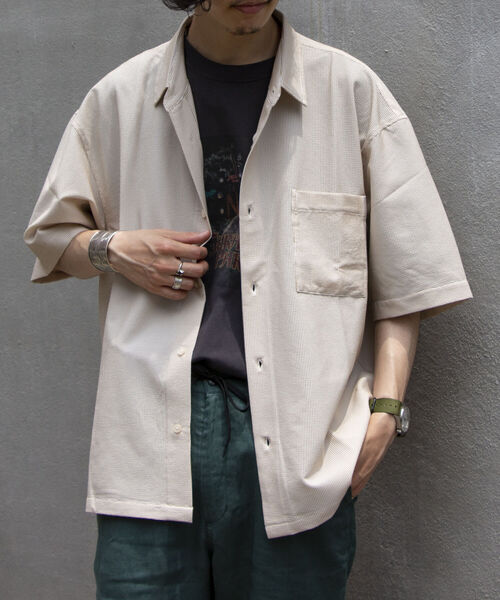 GLOSTER（グロスター）の「【GLOSTER/グロスター】レギュラーカラー シアサッカーオーバーシャツ（シャツ/ブラウス・メンズ・ホワイト系その他4/ブルー系その他7/ベージュ系その他3・L/M）」の13枚目の写真