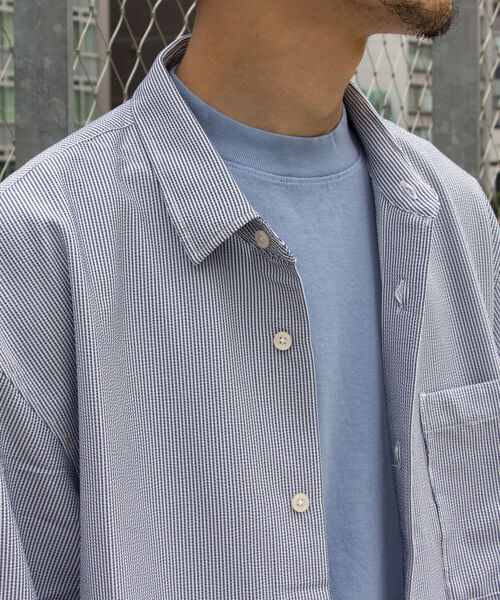 GLOSTER（グロスター）の「【GLOSTER/グロスター】レギュラーカラー シアサッカーオーバーシャツ（シャツ/ブラウス・メンズ・ホワイト系その他4/ブルー系その他7/ベージュ系その他3・L/M）」の19枚目の写真