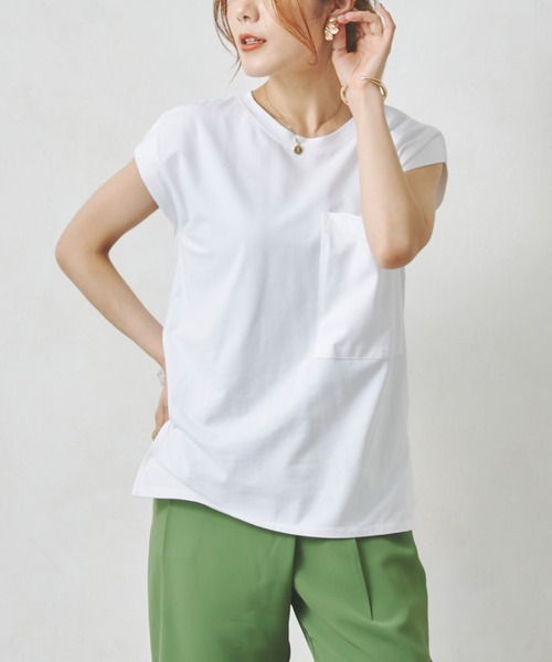 Chez toi（シェトワ）の「BIGポケットノースリカットプルオーバー（Tシャツ/カットソー・レディース・オフホワイト/ブラック/オレンジ・FREE）」の13枚目の写真