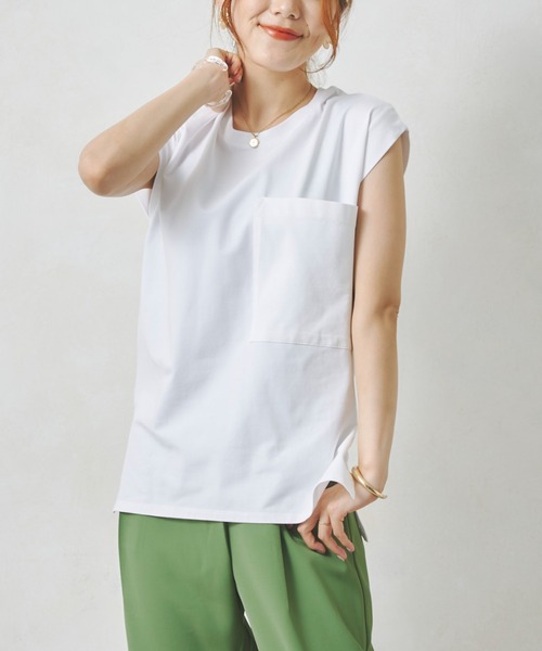 Chez toi（シェトワ）の「BIGポケットノースリカットプルオーバー（Tシャツ/カットソー・レディース・オフホワイト/ブラック/オレンジ・FREE）」の21枚目の写真