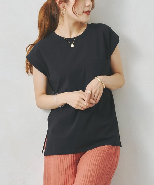Chez toi（シェトワ）の「BIGポケットノースリカットプルオーバー（Tシャツ/カットソー・レディース・オフホワイト/ブラック/オレンジ・FREE）」の14枚目の写真