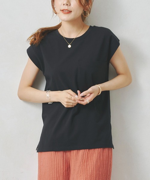 Chez toi（シェトワ）の「BIGポケットノースリカットプルオーバー（Tシャツ/カットソー・レディース・オフホワイト/ブラック/オレンジ・FREE）」の7枚目の写真