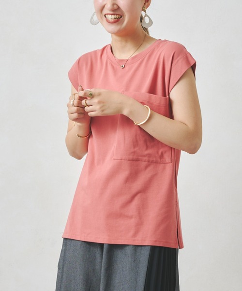 Chez toi（シェトワ）の「BIGポケットノースリカットプルオーバー（Tシャツ/カットソー・レディース・オフホワイト/ブラック/オレンジ・FREE）」の16枚目の写真