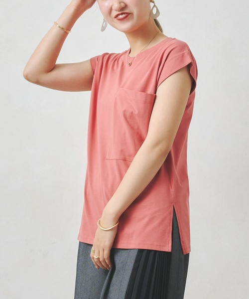 Chez toi（シェトワ）の「BIGポケットノースリカットプルオーバー（Tシャツ/カットソー・レディース・オフホワイト/ブラック/オレンジ・FREE）」の9枚目の写真