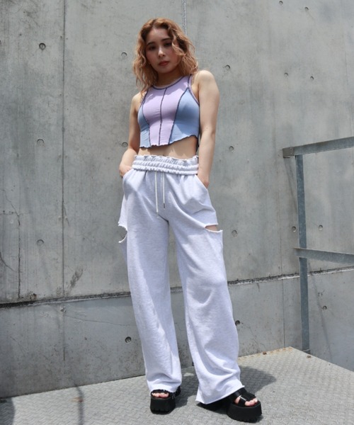 FIG&VIPER（フィグアンドバイパー）の「切替メロウアメスリタンク（タンクトップ・レディース・ホワイト/ブラック/パープル・FREE）」の18枚目の写真