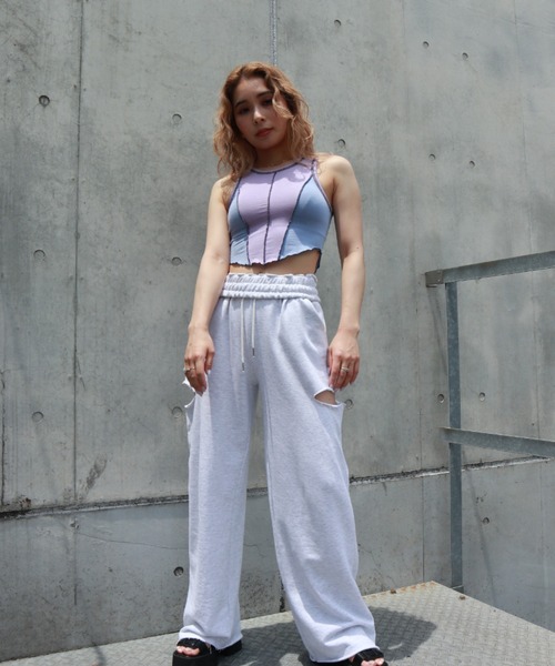 FIG&VIPER（フィグアンドバイパー）の「切替メロウアメスリタンク（タンクトップ・レディース・ホワイト/ブラック/パープル・FREE）」の20枚目の写真