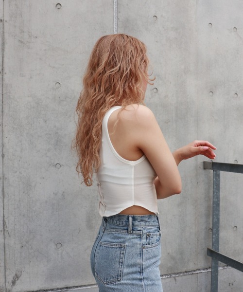 FIG&VIPER（フィグアンドバイパー）の「切替メロウアメスリタンク（タンクトップ・レディース・ホワイト/ブラック/パープル・FREE）」の5枚目の写真