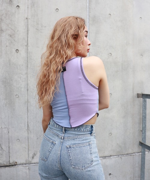 FIG&VIPER（フィグアンドバイパー）の「切替メロウアメスリタンク（タンクトップ・レディース・ホワイト/ブラック/パープル・FREE）」の11枚目の写真