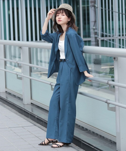 RAGEBLUE（レイジブルー）の「SET-UP/テーラードジャケット×ワイドスラックス（テーラードジャケット・レディース・ブラック/ブラウン/ブルー/グリーン・FREE）」の4枚目の写真